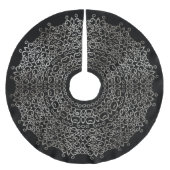 シックなラグジュアリーブラック&シルバークリスマスダマスクゴシック ブラッシュドポリエステルツリースカート (正面)