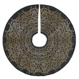 シックなラグジュアリーブラック&金ゴールドクリスマスダマスククラシーB ブラッシュドポリエステルツリースカート