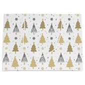 シックなラグジュアリーモダン金ゴールドクリスマスツリー ラージペーパーバッグ (正面)