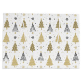 シックなラグジュアリーモダン金ゴールドクリスマスツリー ラージペーパーバッグ (裏面)