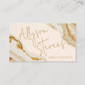 シックなラグジュアリー金ゴールドマーブルメイクアップ&美容師Qr 名刺 (正面)