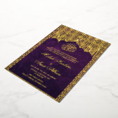 シックなラグジュアリー金ゴールドモスクイスラム結婚教徒 箔招待状 (回転した状態)
