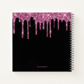 シックなラズベリードリッピンググリッターモノグラム名 ノートブック (裏面)