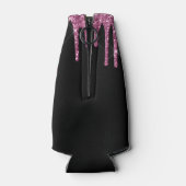 シックなラズベリードリッピンググリッターモノグラム名 ボトルクーラー (裏面)