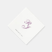 シックなラズベリーモ結婚ノグラムのナプキン スタンダードカクテルナプキン (角)