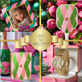 シックなラックスピモノグラムのンクとグリーン ピックルボールラケット