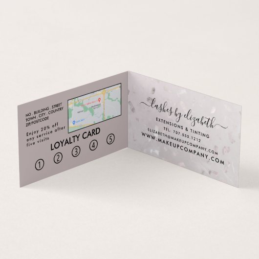 シックなラッシュモダン美しいメイクアップアーティストロイヤリティ 名刺 (内部)