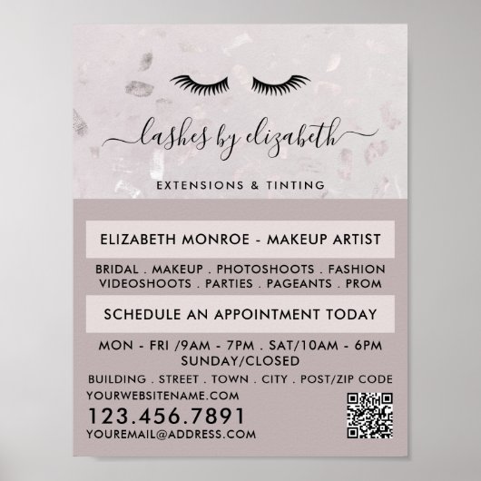 シックなラッシュモダン美しいメイクアップアーティスト広告 ポスター (正面)