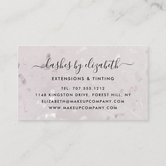 シックなラッシュモダン美しいメイクアップアーティスト 名刺 (裏面)