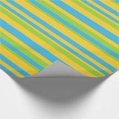 シックなラッピング紙:ターコイズイエローグリーンストライプ ラッピングペーパー (角)