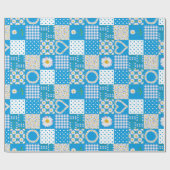 シックなラッピング紙、デイジーチェーンフェイクパッチワーク ラッピングペーパー (フラット)