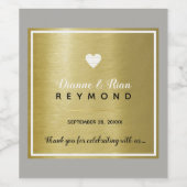シックなラブハート金ゴールド上品でエレガントな結婚式 ワインラベル (シングルラベル)