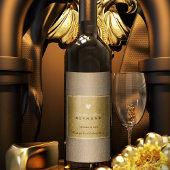 シックなラブハート金ゴールド上品でエレガントな結婚式 ワインラベル