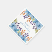 シックなラブリーブルーフローラウォーターカラーエージ誕生日 スタンダードカクテルナプキン (角)