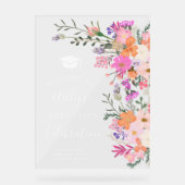 シックなラベンダーのフローラの水色卒業へようこそ アクリルサイン (正面)