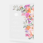 シックなラベンダーのフローラの水色卒業へようこそ アクリルサイン (傾斜)