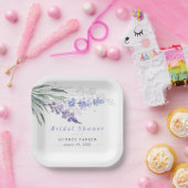 シックなラベンダーウォーターカラー結婚フローラ ペーパープレート (パーティー)