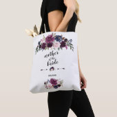 シックなラベンダーネイビーブルーフローラマザーオブザブライド トートバッグ (クローズアップ)