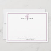シックなラベンダーフレーム – 花と希望パーソナライズされた ノートカード (正面)