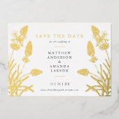 シックなラベンダーフローラ非写真保存日実在 箔招待状 (正面)