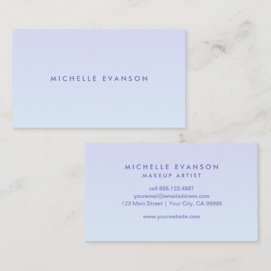 シックなラベンダーブルーのグラデーション 名刺 (正面/裏面)