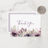 シックなラベンダー牡丹フローラありがとう ノートカード (正面/裏面インサイチュ)