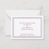 シックなラベンダー牡丹フローラありがとう ノートカード (裏面)