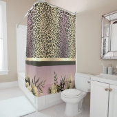 シックなラベンダー金ゴールドサファリシャワーカーテン シャワーカーテン (インサイチュ)