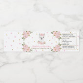 シックなラマ赤面ピンクフローラバースデーパーティーのお願い ペットボトルラベル (シングルラベル)