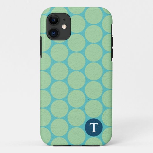 シックなラージティール（緑がかった色）グリーン水玉模様 Case-Mate iPhoneケース (裏面)