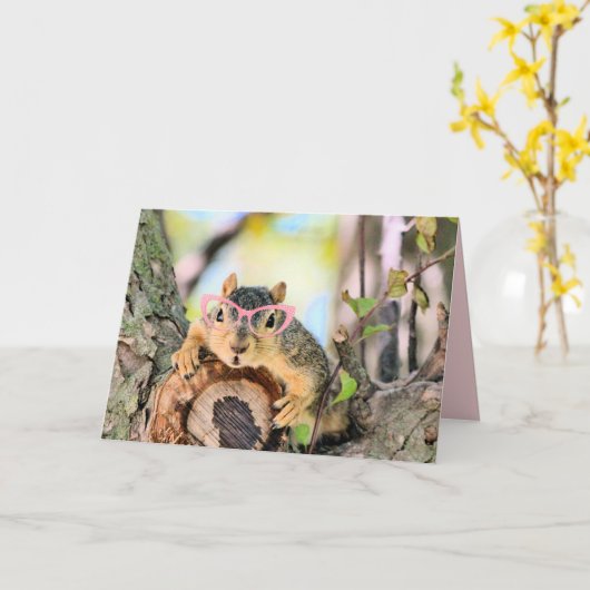 シックなリス カード (黄色い花)