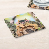 シックなリス スクエアペーパーコースター (アングル)