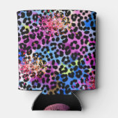 *~*シックなリップグリッター動物ヒョウのスポットブルー 缶クーラー (裏面)