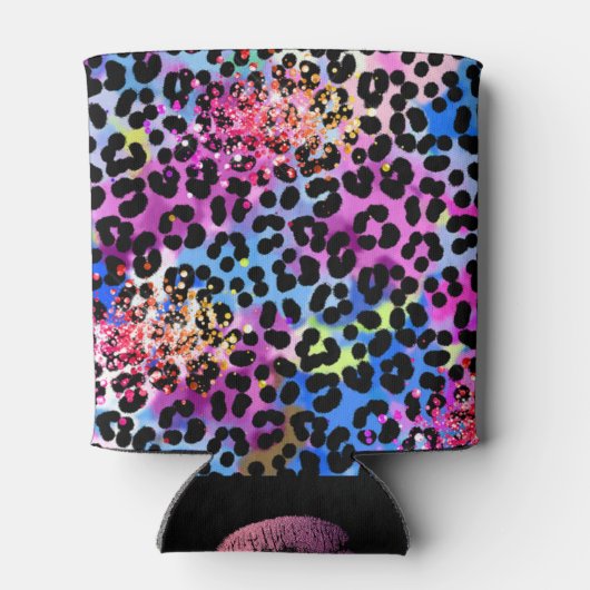 *~*シックなリップグリッター動物ヒョウの斑点QR 缶クーラー (裏面)