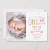 シックなリッ恋しく思トルワンダーフル1st誕生日の弓の写真 招待状 (正面)