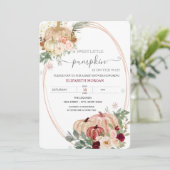 シックなリトルカボチャのフレーム花ベビーシャワー 招待状 (スタンド正面)