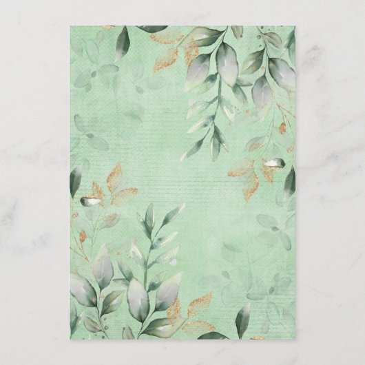 シックなリトルカボチャ緑の金ゴールドブックベビー エンクロージャーカード (裏面)