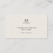 シックなリネンシンプルビジネスロゴQRマーケティング 名刺 (正面)