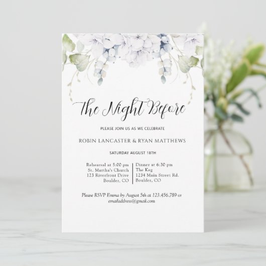 シックなリハーサルディナーナイトウィーグリーンリーフローラ 招待状 (スタンド正面)