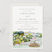 シックなリバークルーズカントリーランドスケープのカップルのシャワー 招待状 (正面/裏面)