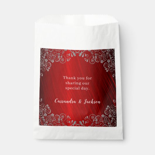 シックなルビーレッド40周年結婚お礼 フェイバーバッグ (正面)