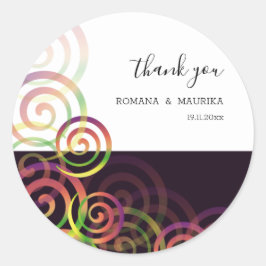 シックなレインボーらせん状オン深いパープル ラウンドシール