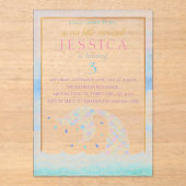 シックなレインボーウォーターカラーマーメイドアニエージ誕生日 アクリル招待状 (正面)