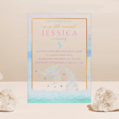 シックなレインボーウォーターカラーマーメイドアニエージ誕生日 アクリル招待状