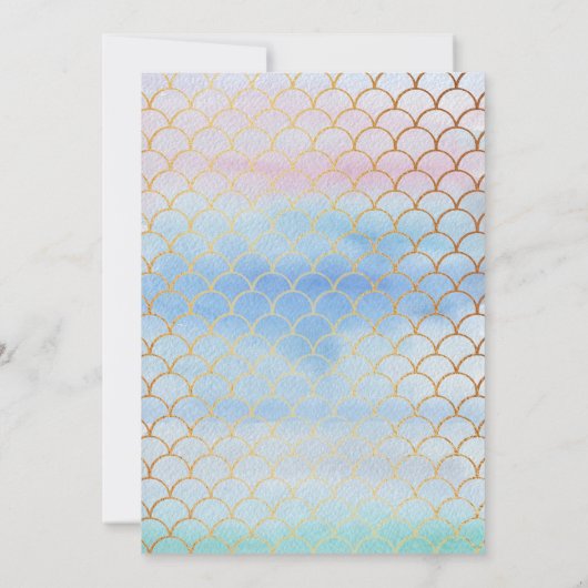 シックなレインボーウォーターカラーマーメイドアニエージ誕生日 招待状 (裏面)