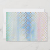 シックなレインボーウォーターカラーマーメイド1stバースデーフォト 招待状 (裏面)