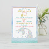 シックなレインボーウォーターカラーマーメイド1st誕生日 招待状 (スタンド正面)