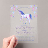 シックなレインボーウォーターカラーユニコーンバースデーパーティー アクリル招待状 (インサイチュ (ポータブル))