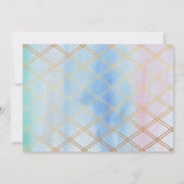 シックなレインボーウォーターカラーユニコーンフォト誕生日 招待状 (裏面)