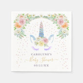 シックなレインボーウォーターカラーユニコーンベビーシャワー スタンダードカクテルナプキン (正面)